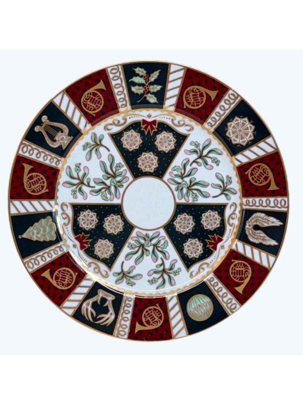Neiman Marcus JGKE Christmas Dinner Plate Tree Harp Horn Holly Antlers Wings